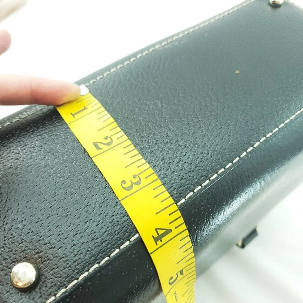 Kate Spade Womens Black Leather Retro Double Handle Satchel Handbag Purse